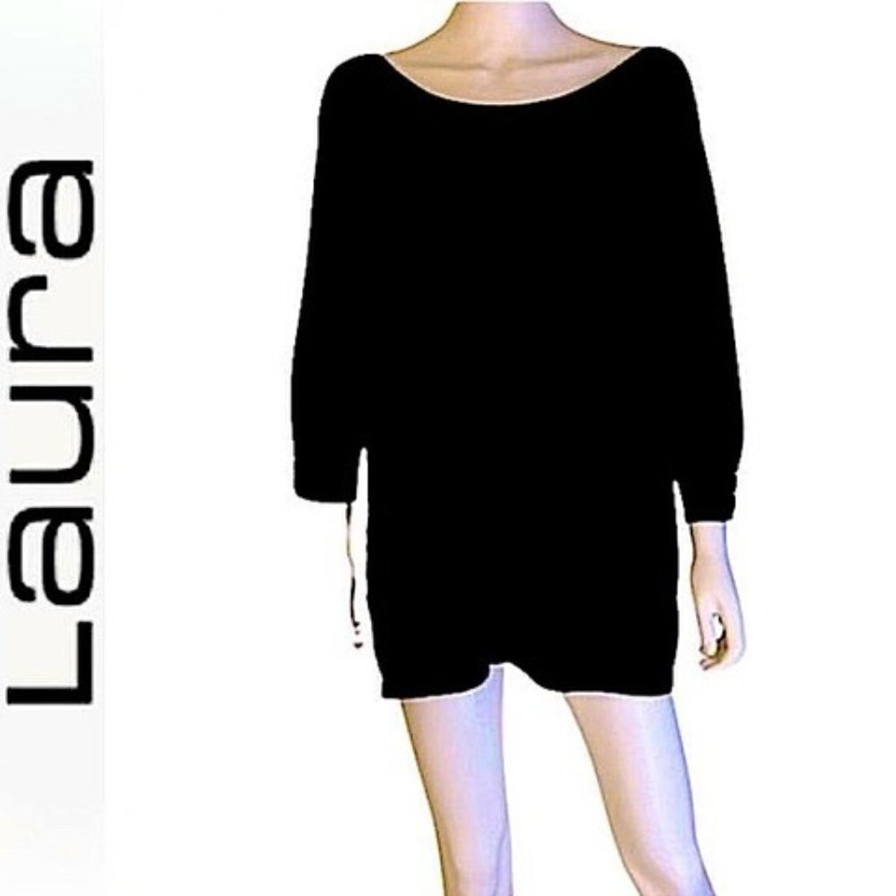 LAURAPLUS Petite black 3/4 long-sleeve textured knit sweater. Sz 3X Petite